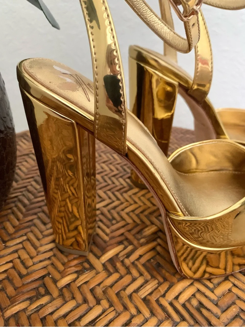 Antonio Melani and the Nat Note Pia Gold Mirror Metallic Platform Heel Pumps